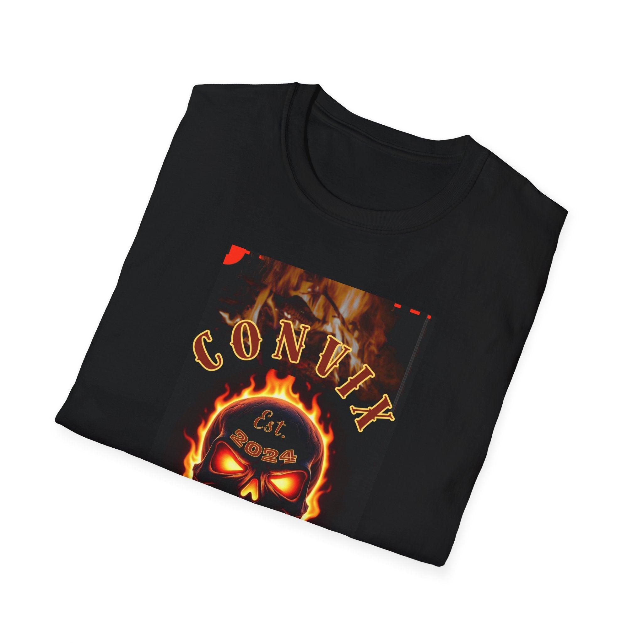 Convix Apparek Flaming Skull Logo T-Shirt, Black or Orange