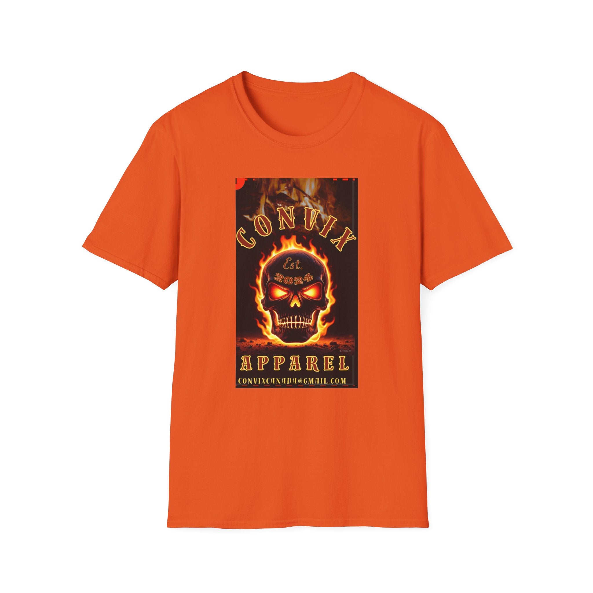 Convix Apparek Flaming Skull Logo T-Shirt, Black or Orange